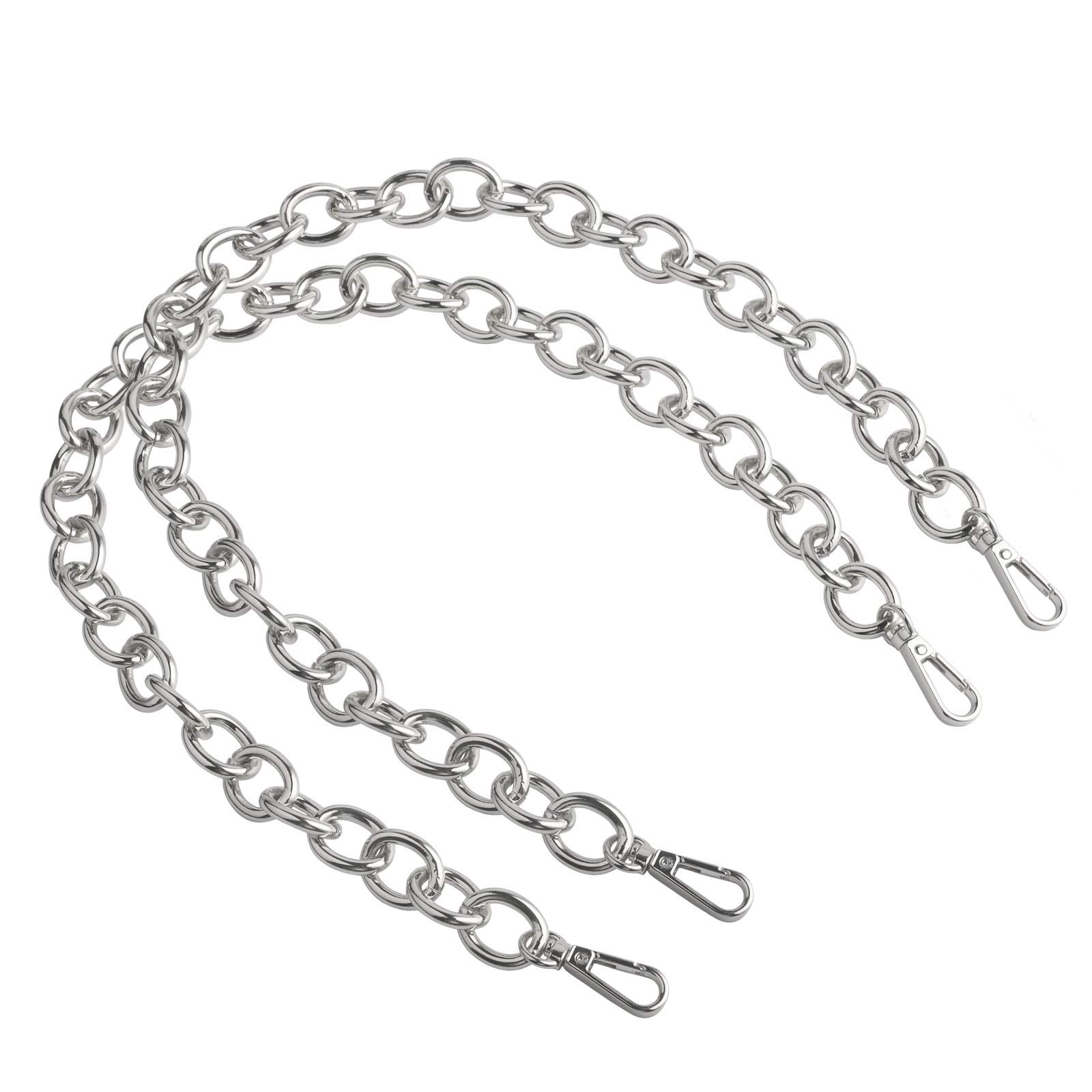 BEAULEGAN Purse Chain Handles Replacement for Handbag or Shoulder Bag 2 PCS, 60cm Long (Silver)