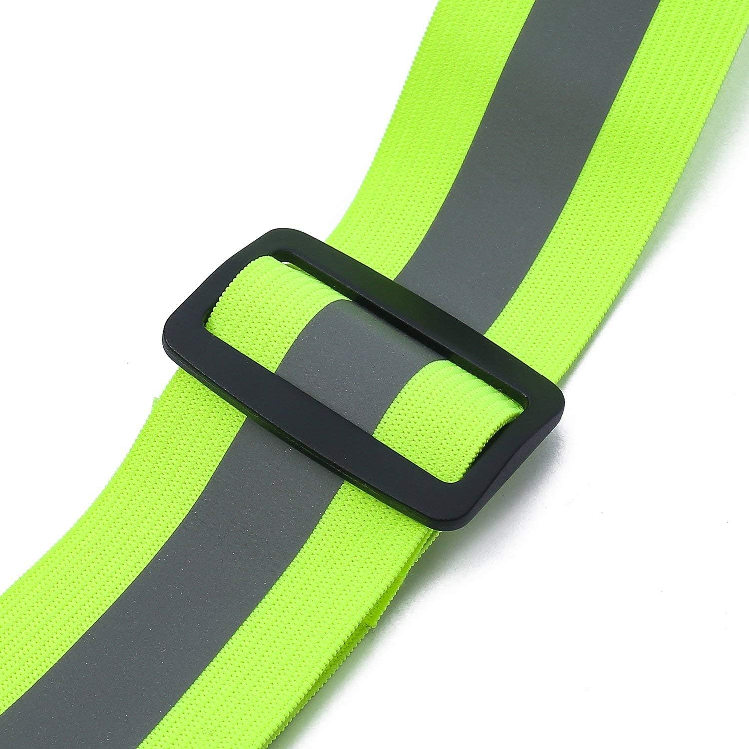 Reflective Vest (2 Pack) Lightweight, Adjustable & Elastic Safety & High Visibility for Running Jogging, Walking, Cycling Fits Over Outdoor Clothing - Motorcycle Jacket Outdoor Gear (Green) - - 