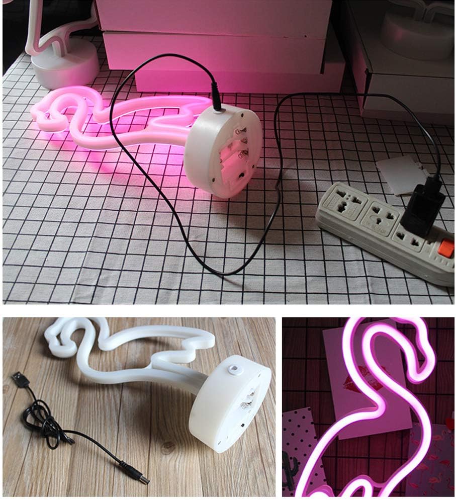 NIWWIN Neon Light Sign LED Wall Decor Night Light USB/Battery Operated Neon for Christmas Birthday Gift Party Kids Living Room Wedding Decor (Flamingo) - Image 4