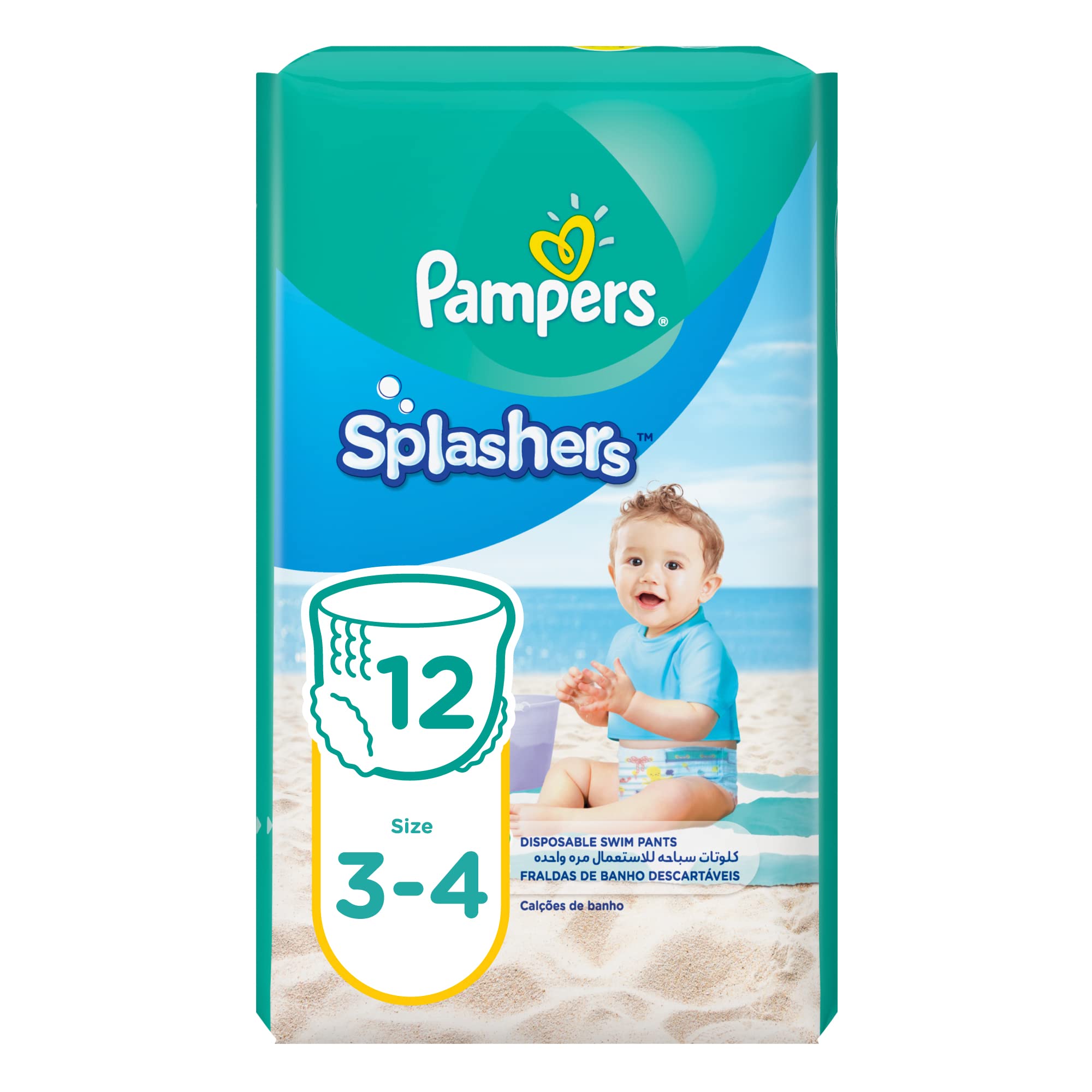 Pampers Splashers Swimming Pants, Size 3-4, 6-12 kg, Carry Pack, 12 Count
