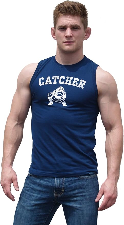 Ajaxx63 Men's SL Catcher Muscle Sleeveless T-Shirt (Large) Navy