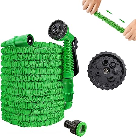 Zellypower Expandable Garden Hose 100ft Garden Hose Pipe Flexible Expanding Magic Hose With Multi Hose Spray Watering Gun 3 Times Expandable Water Hose Pipe 100ft Green Amazon Co Uk Garden Outdoors