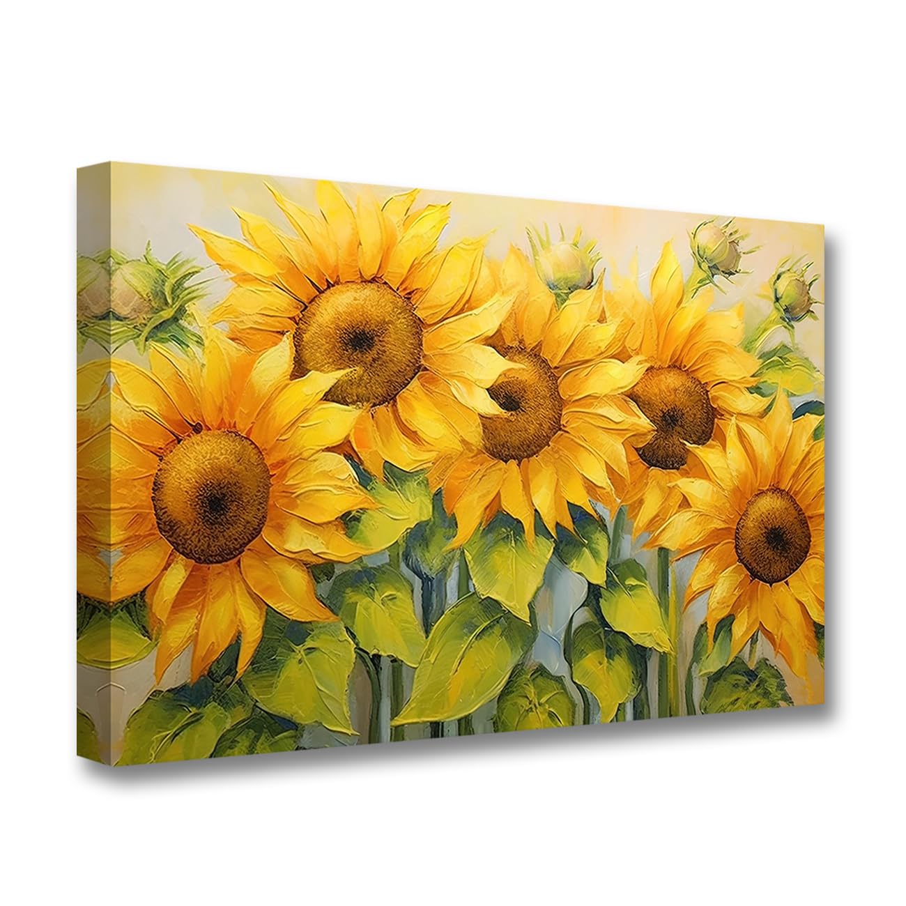 CCWACPP Sunflower Canvas Painting Yellow Floral Picture Print Bedroom Decor Frame (Sunflower - 2, 45L x 30W cm)