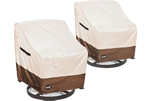 Jin Hrtoyi Outdoor Chair Covers 2 Pack, (35W x37D x38H inches)100% Waterproof Heavy Duty Patio Furniture Covers ,Outdoor Furniture Covers Waterproof for Patio Chair Covers,Beige&brown