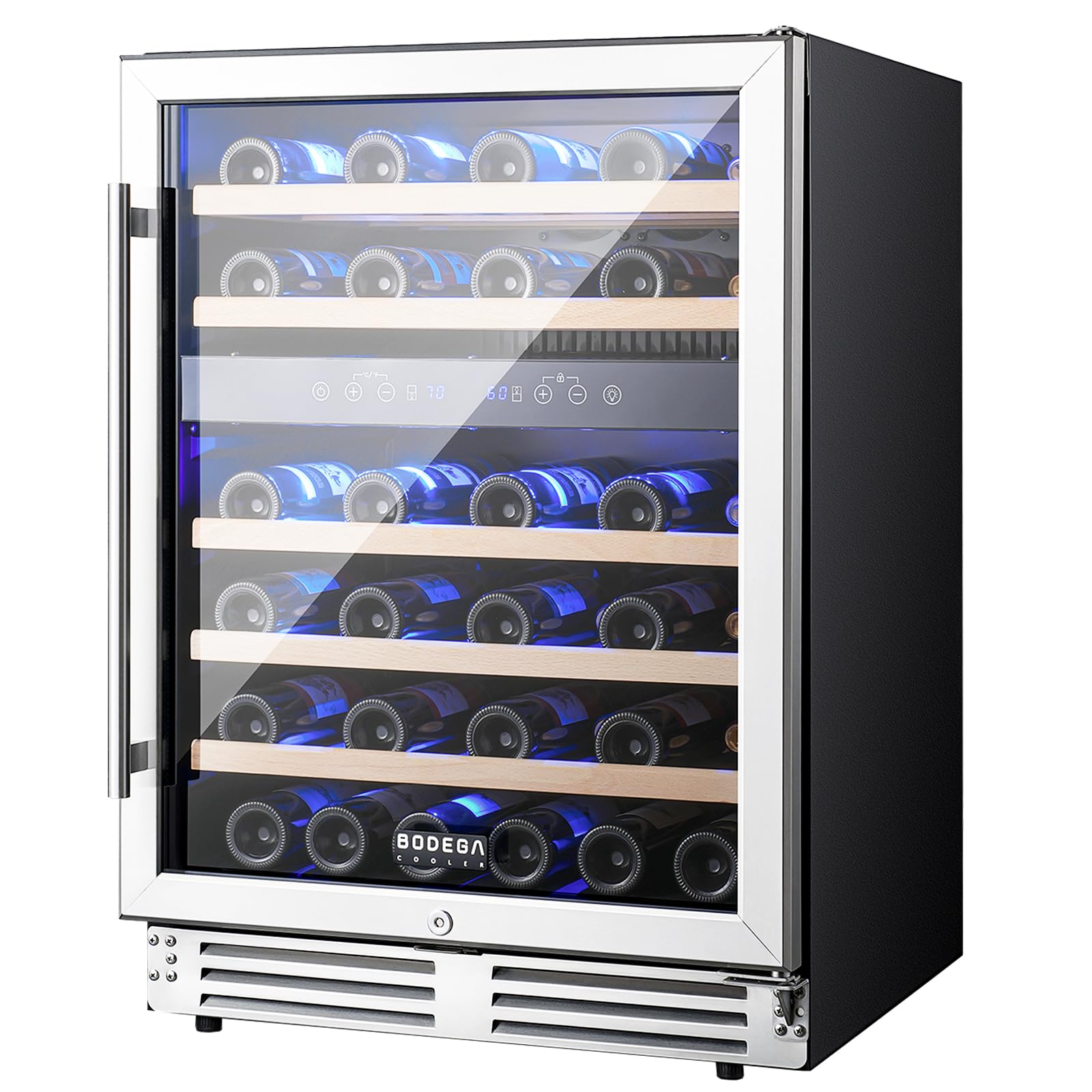 Photo 1 of BODEGA 24 Inch Wine Fridge Dual Zone, 46 Bottle, Built-In or Under Counter Freestanding Wine Cooler Refrigerator With Stainless Steel Handle, Wine Cooler With Lock, Energy Efficient,For Home, Kitchen