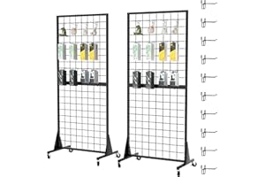 DEYEGELEA 2-Pack 2'x5.5' Ft Gridwall Panel Display Stands 2'x5.5' Ft, Heavy Duty Floor Standing Retail Display Rack with Triangle Base for Retail Art Show