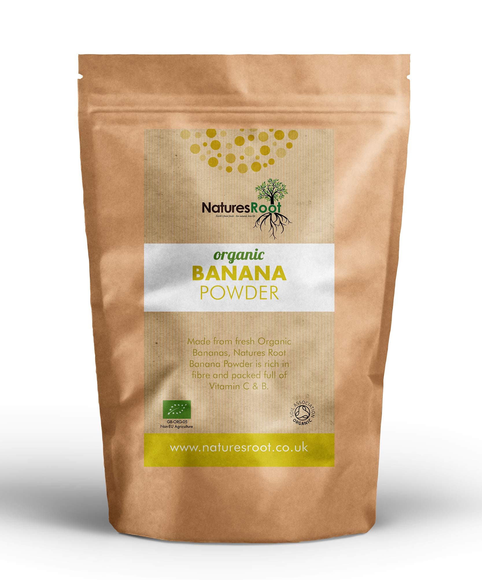 Nature’s Root Organic Banana Powder - Vegan and Gluten Free | Natural Source of Fibre Vitamins and Minerals | Nutrient Rich Superfood | Resealable Pouch (125g)