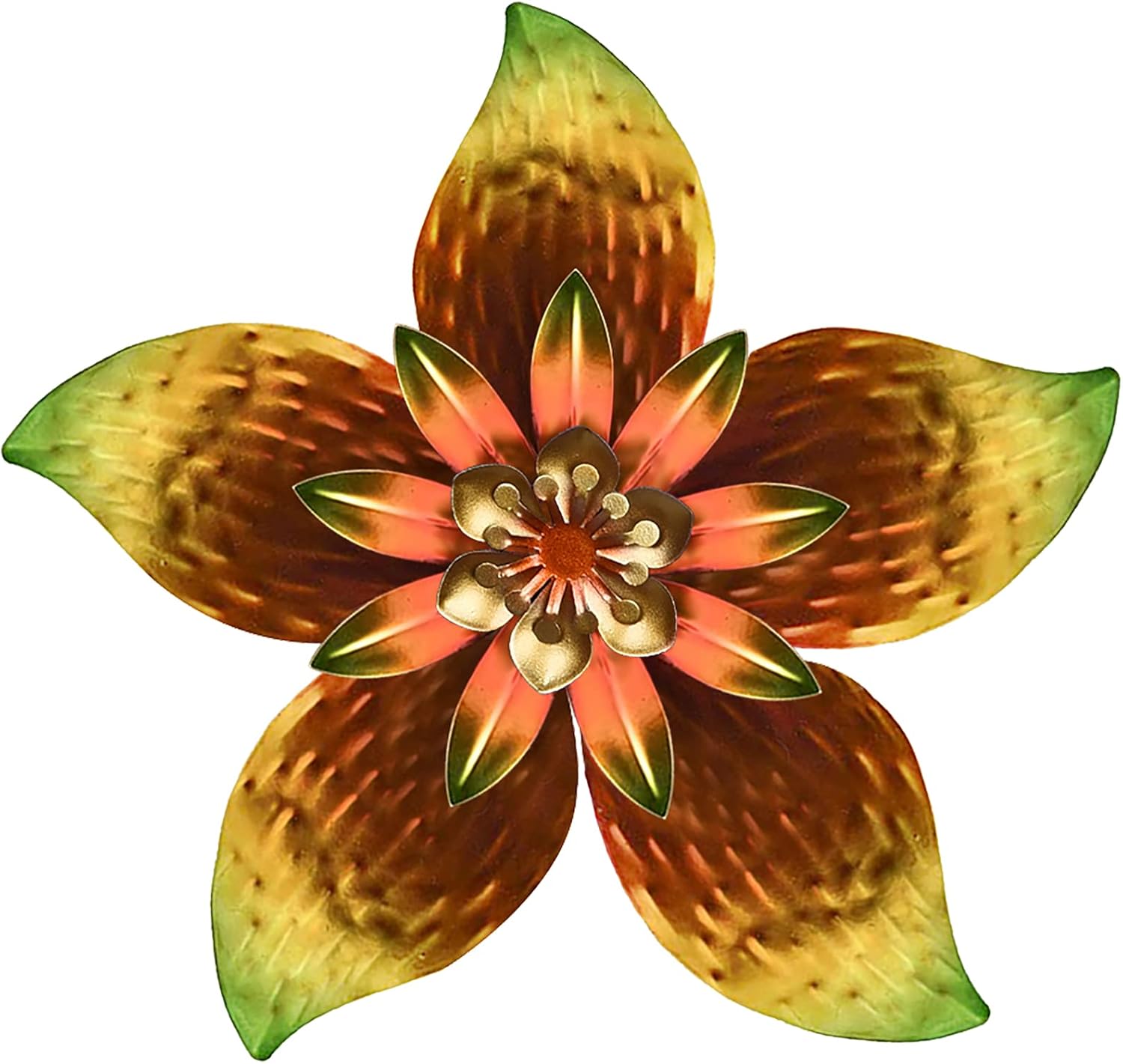 Plaques & Wall Art - WENYLE Metal Flower Wall Decor Wall Sculpture Indoor Outdoor Hanging Decor for Garden Yard Fence Living Room Bedroom 13 Inches Charming Green