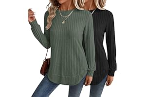 Bliwov Women Long Sleeve Shirts Crewneck Tunic Tops Loose Fit Fall Sweaters Clothes Outfits Fashion Pullover Dressy Blouses