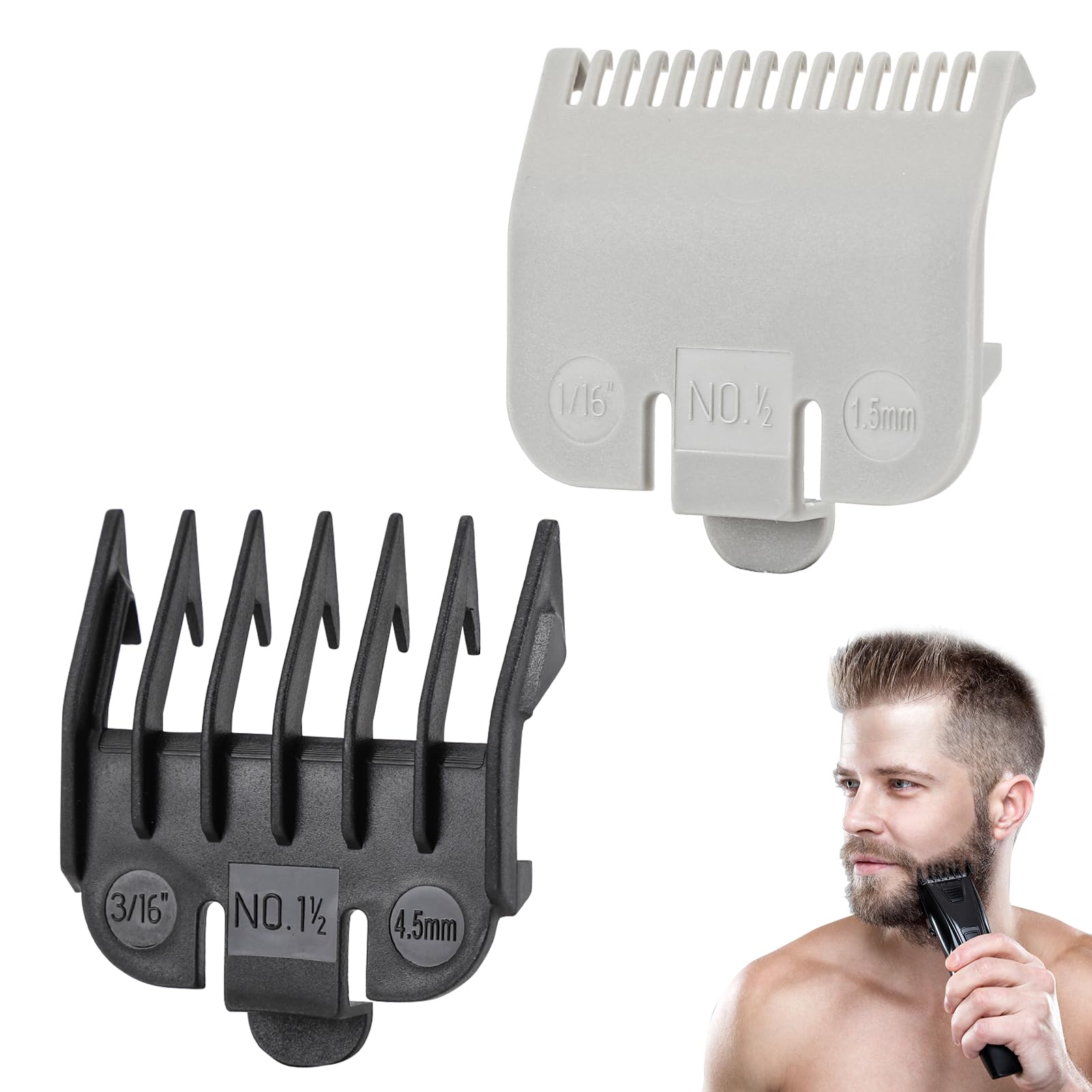 Wahl 0.5 1.5 Clipper Guard Replacement Combs - 2pcs, 1.5 & 4.5 mm, Professional Salon & Home Accessories