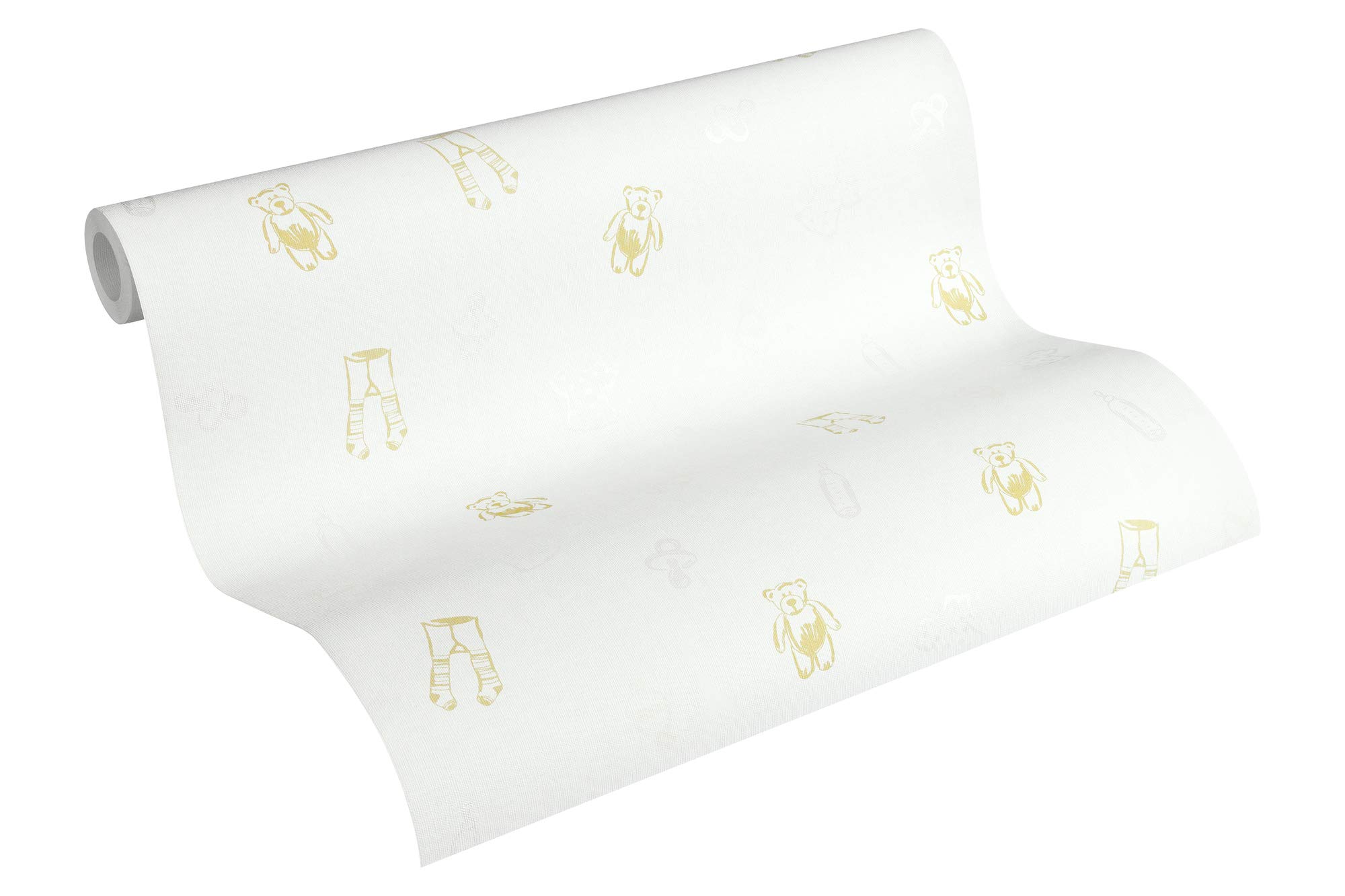 Kids Wallpaper Little Stars Non-Woven Wallpaper 10.05 m x 0.53 m Creme Gold White Made in Germany by Livingwalls 358452 35845-2