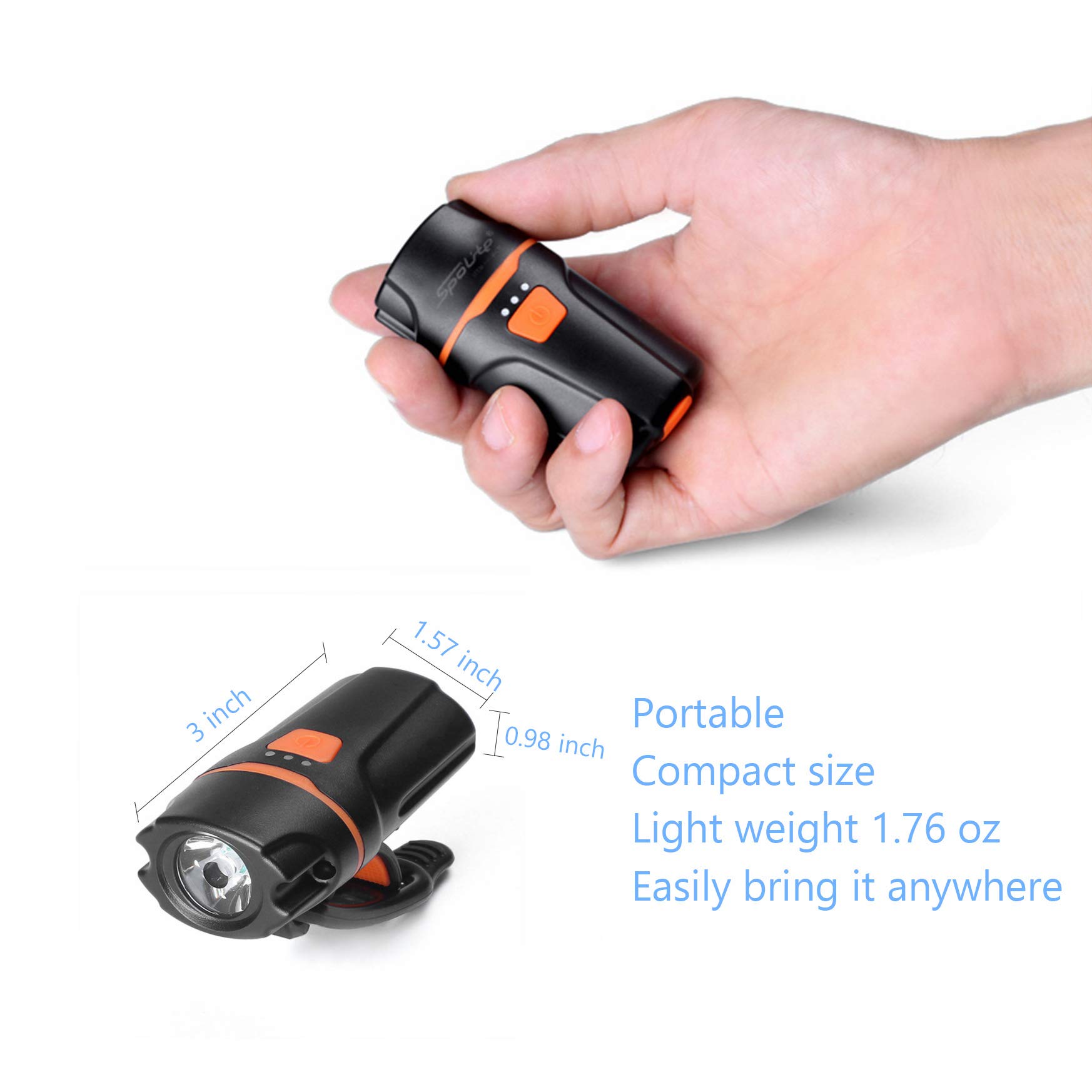 SpoLite Bicycle Lights, Powerful Lumens Bike Light,USB Rechargeable Bicycle Light,Waterproof Mountain Bike Light & Dirt Bike Lights, Safety Lights for Kids Men Women Road Bike FlashlightBC11-01