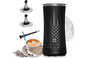 SAICEFE VRORFUN Electric Milk Frother and Steamer, 4-in-1 Automatic Milk Frother and Warmer Heater, Hot and Cold Milk Foam Maker for Coffee, Latte, Cappuccino Silent Operation, Black