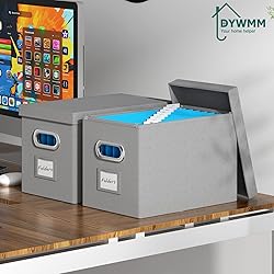 DYWMM Hanging File Box with Lid, Set of 4 Filing