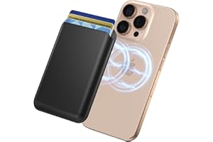 Strong Magnetic Phone Wallet Card Holder with MagSafe for iPhone 16/15/14/13/12 Series, Vegan Leather, Slim, RFID Blocking (B