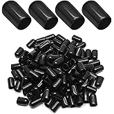 Bonsicoky 120Pcs Round Rubber End Caps 1/2 Inch (12mm) ID Vinyl Flexible Screw Thread Protectors Black Bolt End Caps for Meta