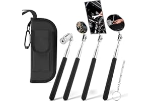VIBELITE 7 in 1 Telescoping Magnetic Pickup Tool Set with Swivel Inspection Mirror, 5LB Magnetic Pick Up Stick with Light, 3-IN-1 Screwdriver, Birthday Gifts for Men, Dad, Husband, Black