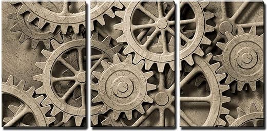 amazon com wall26 3 piece canvas wall art a mechanical background with gears and cogs modern home art stretched and framed ready to hang 16 x24 x3 panels posters prints wall26 3 piece canvas wall art a mechanical background with gears and cogs modern home art stretched and framed ready to hang 16 x24 x3 panels