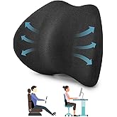 Lumbar Support Pillow for Car Seat & Office Chair, Soft Memory Foam Lower Back Support for Pain Relief and Posture Correction, Lumbar Pillow with Breathable Airflow Channels