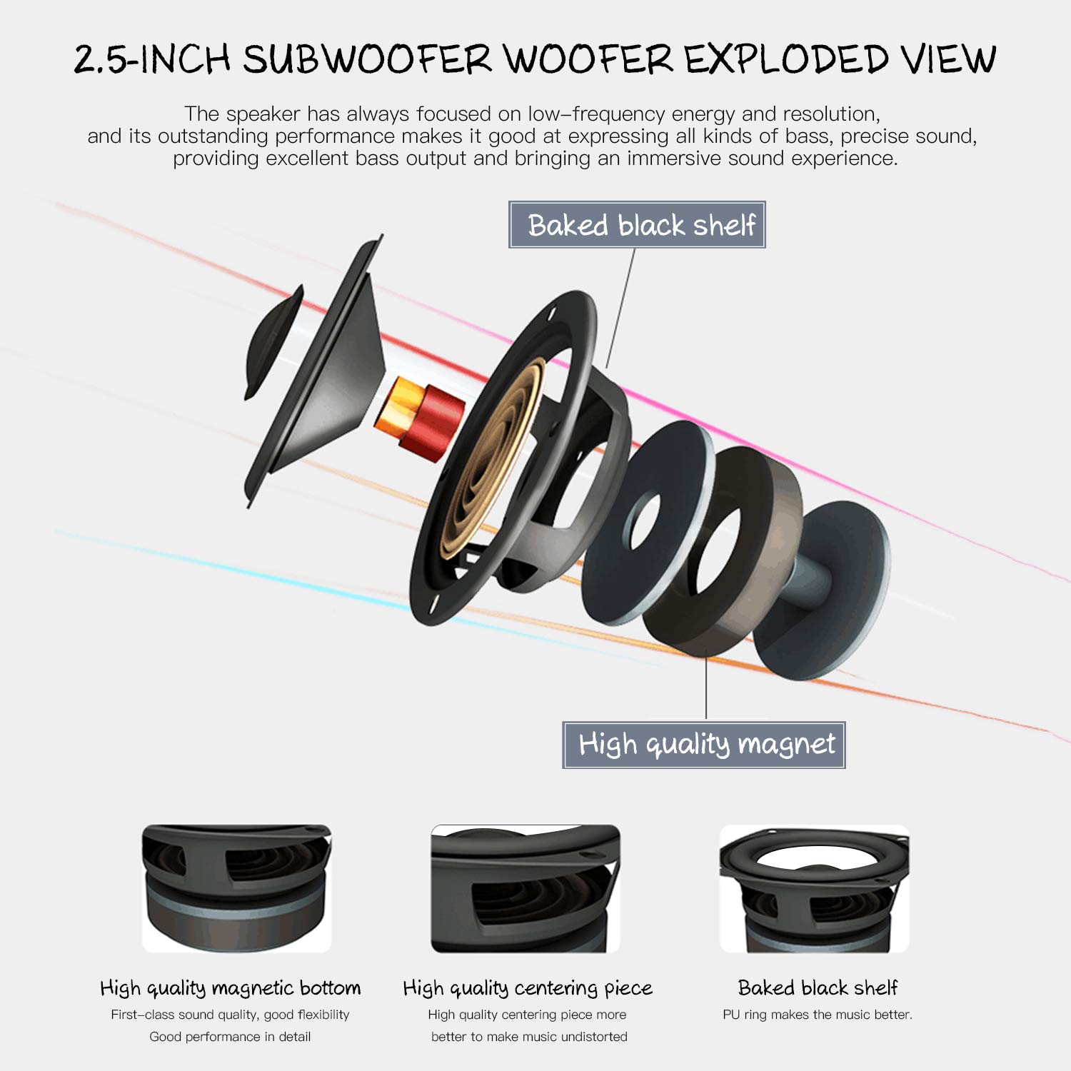 USB Powered Computer Speakers, Reccazr SP2070 Multimedia Stereo Sound Speakers with 7 Colors Breathing Lighting for PC(with3.5mm AUX and PC Input)-Blue