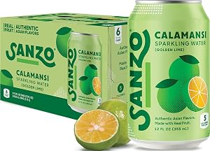 Sanzo Flavored Sparkling Water - Golden Lime Seltzer (Calamansi) | 12oz, 6 Pack, Low Calorie Low Sugar, Craft Asian Drinks, V