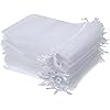 Mudder 50 Pieces 4 by 6 Inch Organza Gift Bags Drawstring Jewelry Pouches Wedding Party Favor Bags (White)