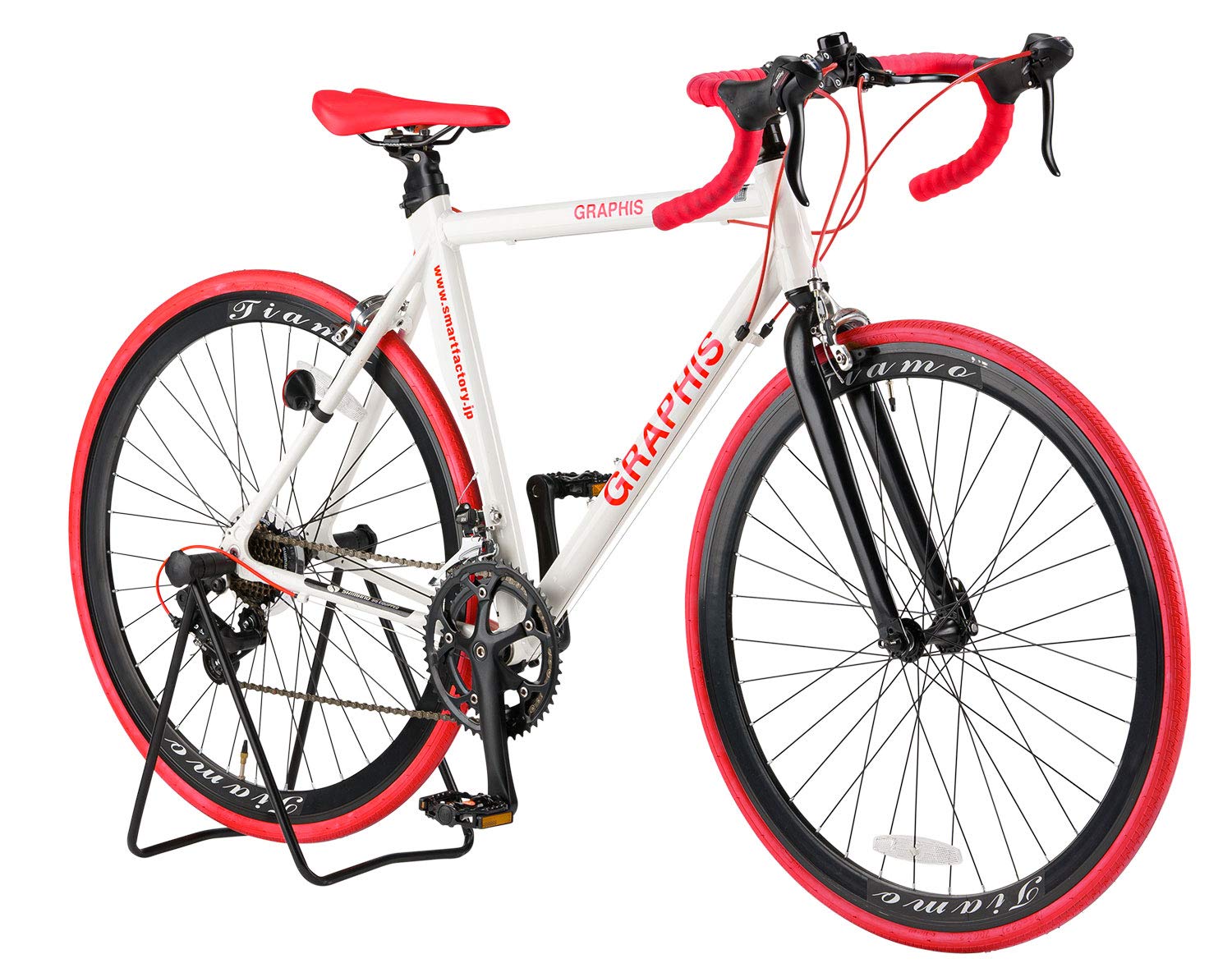 GRAPHIS ロードバイク ホワイト/レッド ヨドバシ.com - グラフィス GRAPHIS ロードバイク 700C×26C 14段変速