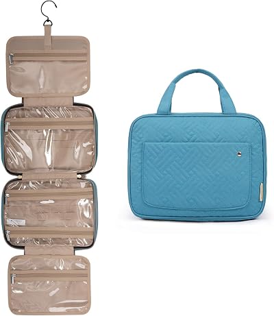 BAGSART Hanging Toiletry Bag Travel Large Wash Bag Peach Skin Polyester Lake