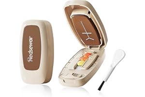 Nedsewor Pill Cutter for Small & Large Pills - Adjustable Multi-Cut Tablet Splitter (1/2, 1/3, 1/4 Cuts,) | Safe Hidden Blade & Portable Carry Around Pill Splitter for Cuting Vitamins, Tablets