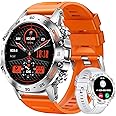 Military Smart Watch for Men(Answer/Dial Calls),100 Sports Modes, 5ATM Waterproof,1.39''HD Touchscreen Fitness Watch,with Blood Pressure/Heart Rate/SpO2 for Android/iOS Smart Watch Silver Orange