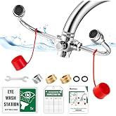 Huanyu Faucet Mount Eyewash Station 360&deg;Rotation Emergency Eye Wash Faucet | OSHA Approved Sink Attachment Eye Wash Station Adjustable Direction for Lab Factory with 3 Adapters (Style B1)