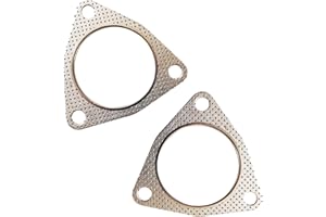 fasebeek 2 PCS Car Exhaust Pipe Gasket, 2.99" High Temperature High Pressure Resistant Three-hole Exhaust Flange Gasket, Modification Replacement Accessories, Suitable for Most Models (Silver)