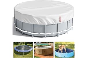 LXKCKJ 8 Ft Round Pool Cover, Solar Covers for Above Ground Pools, Stock Tank Pool Cover Protector with Pool Cover Accessories, Round Hot Tub Cover Ideal for Waterproof and Dustproof (Silver)