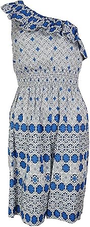 London Times Women S One Shoulder Kaleidoscope Dress 14p Soft
