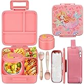 MAISON HUIS Bento Lunch Box with 8oz Soup Thermo, 5-Compartment Leak-Proof Container, Thermo Hot Food Jar and Insulated Lunch Bag, BPA Free,Travel, School