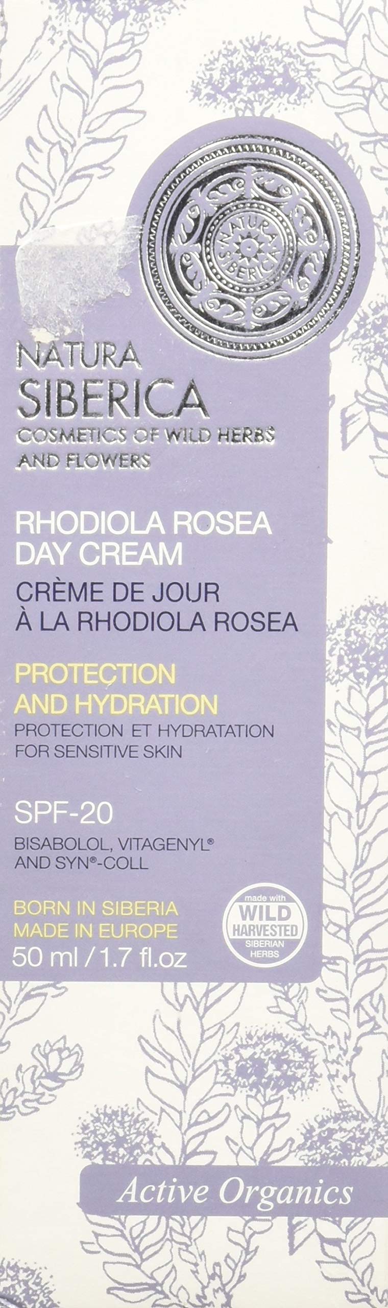 Natura Siberica Rhodiola Rosea Face Day Cream for Sensitive Skin Protection and Hydration SPF20 50 ml