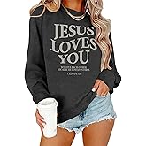 PICKID Christian Sweatshirts for Women: Christian Faith Shirt Bible Verse Sweater Religious Gift Pullover Top