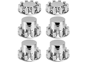 WEHYMNE Cylinder Wheel Covers for Semi Trucks - 2 Front and 4 Rear Axle Hub Covers with 33mm Thread-On Chrome Lug Nut Covers for Semi Truck