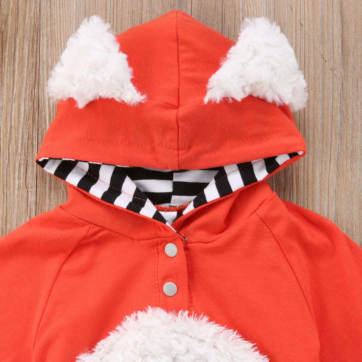 Noubeau Newborn Baby Girl Boy Halloween Cosplay Cartoon Clothes Fox Coat Fur Bodysuit Jumpsuit Hooded Playsuit Romper Overall Outfit