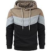 Gesean Men's Novelty Color Block Pullover Fleece Hoodie Long Sleeve Casual Sweatshirt with Pocket