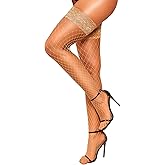 RSLOVE Lace Top Fishnet Thigh High Stockings - Sexy Stockings for Women Antiskid Silicone Stay Up Pantyhose