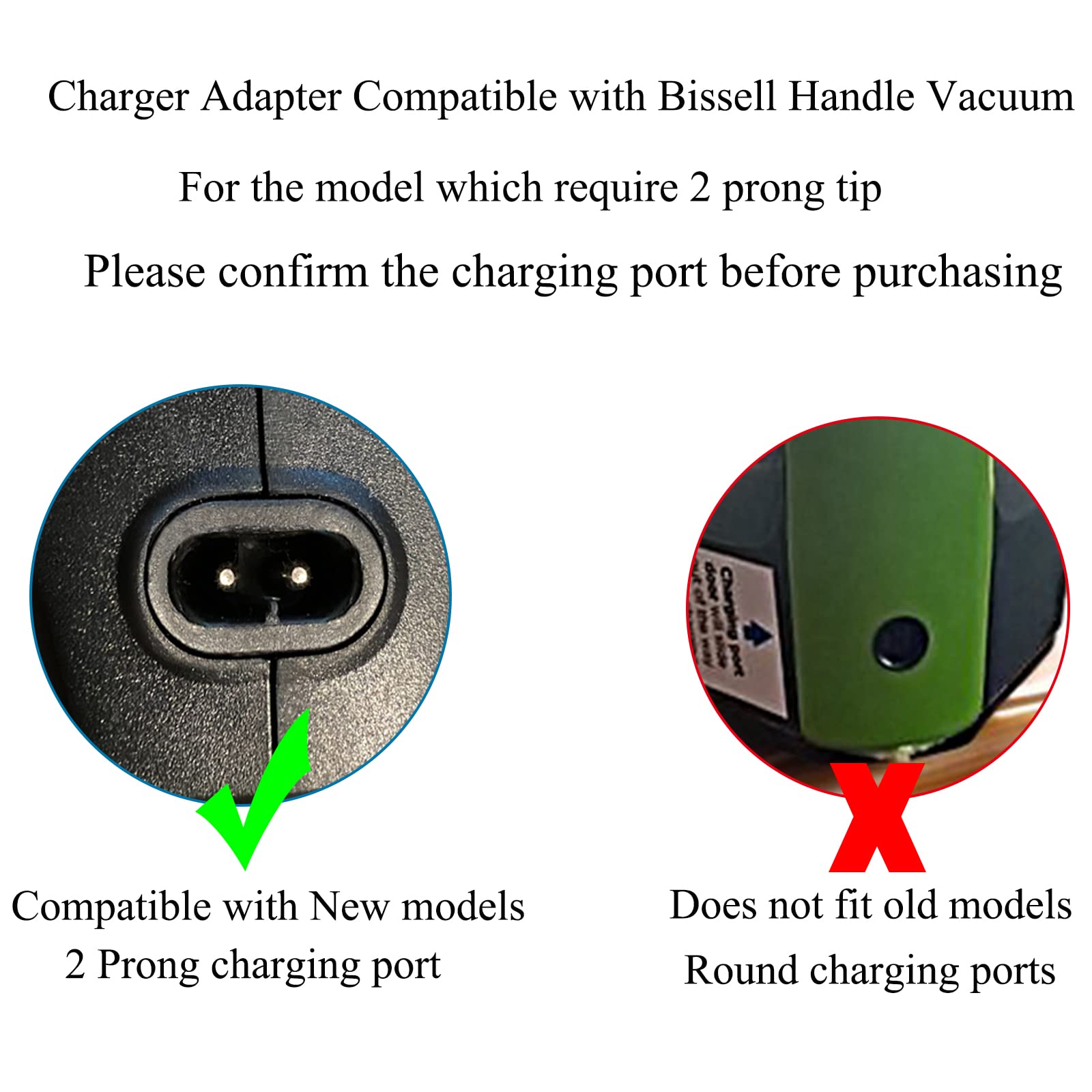 Replacement for Bissell Pet Hair Eraser Charger, Charging Power Cord Compatible with Bissell 2390 2390A 23903 2284 2284W 14.4V Lithium Ion Hand Vacuum Power Cord