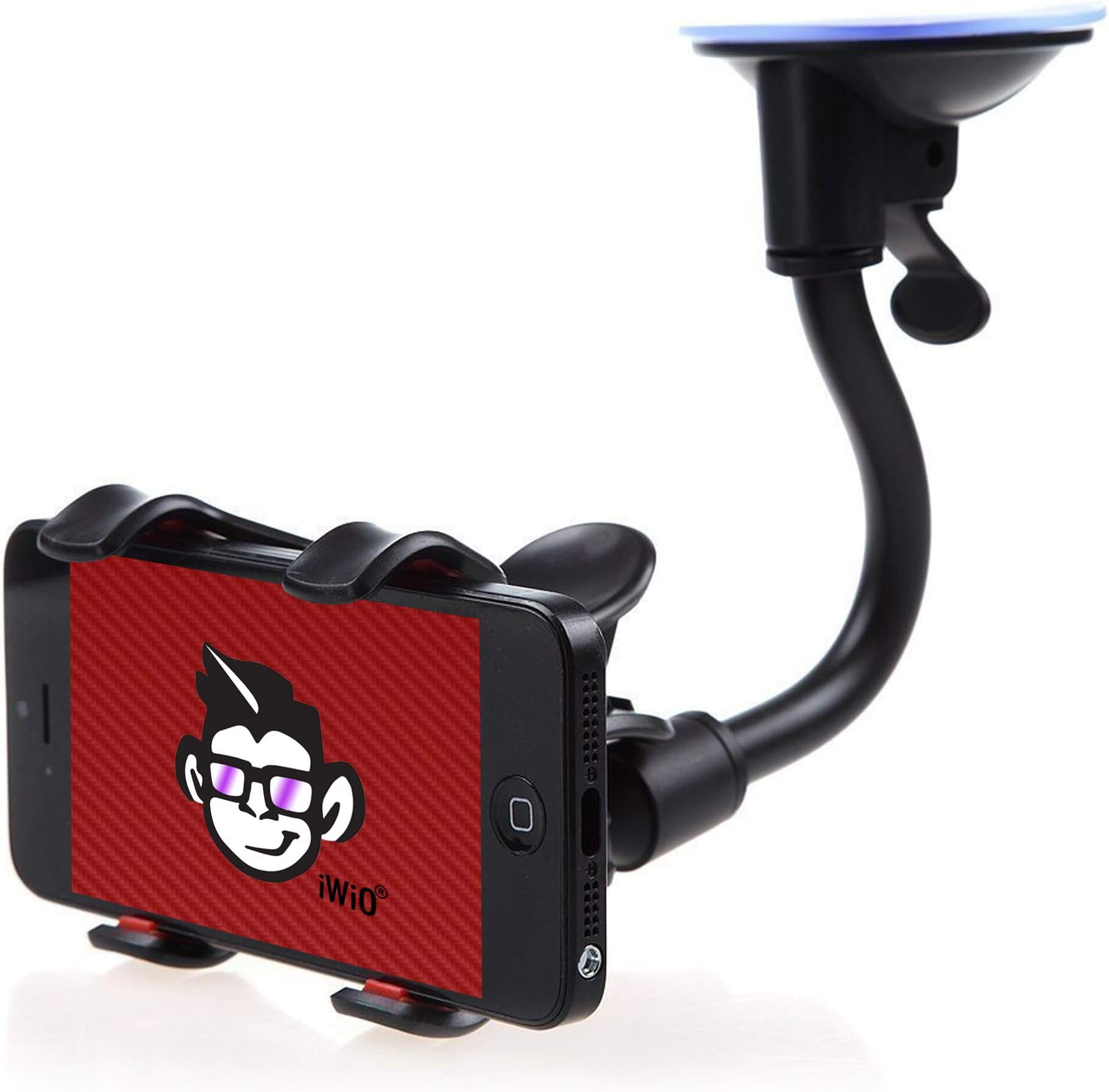 IWIO Double Claw Gripper 360 Degree Dashboard/Windscreen Clip On Suction Mount Mobile Phone Car Holder for OnePlus 6T 2018 - BLACK