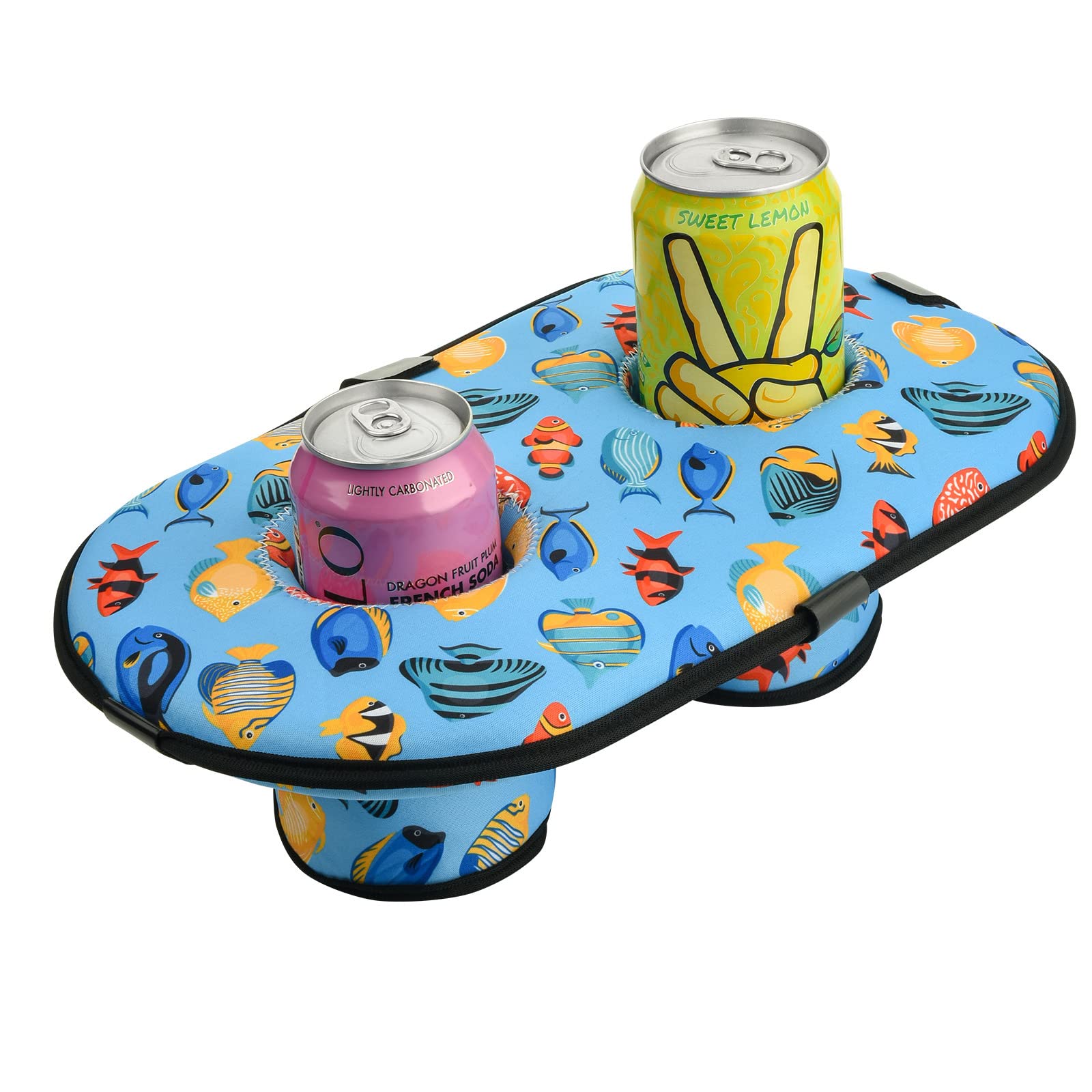 Hosoncovy Swimming Pool Floating Drink Holder Floating Beer Holder Can Holder Cup Holder (Tropical Fish Pattern)