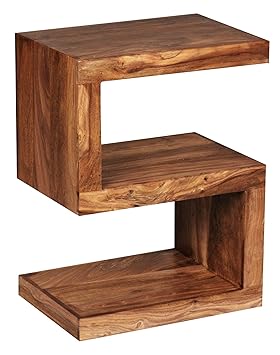 FineBuy Beistelltisch Massiv-Holz Sheesham 60 cm Wohnzimmer-Tisch Design dunkel-braun Landhaus-Stil Couchtisch Natur-Produkt 