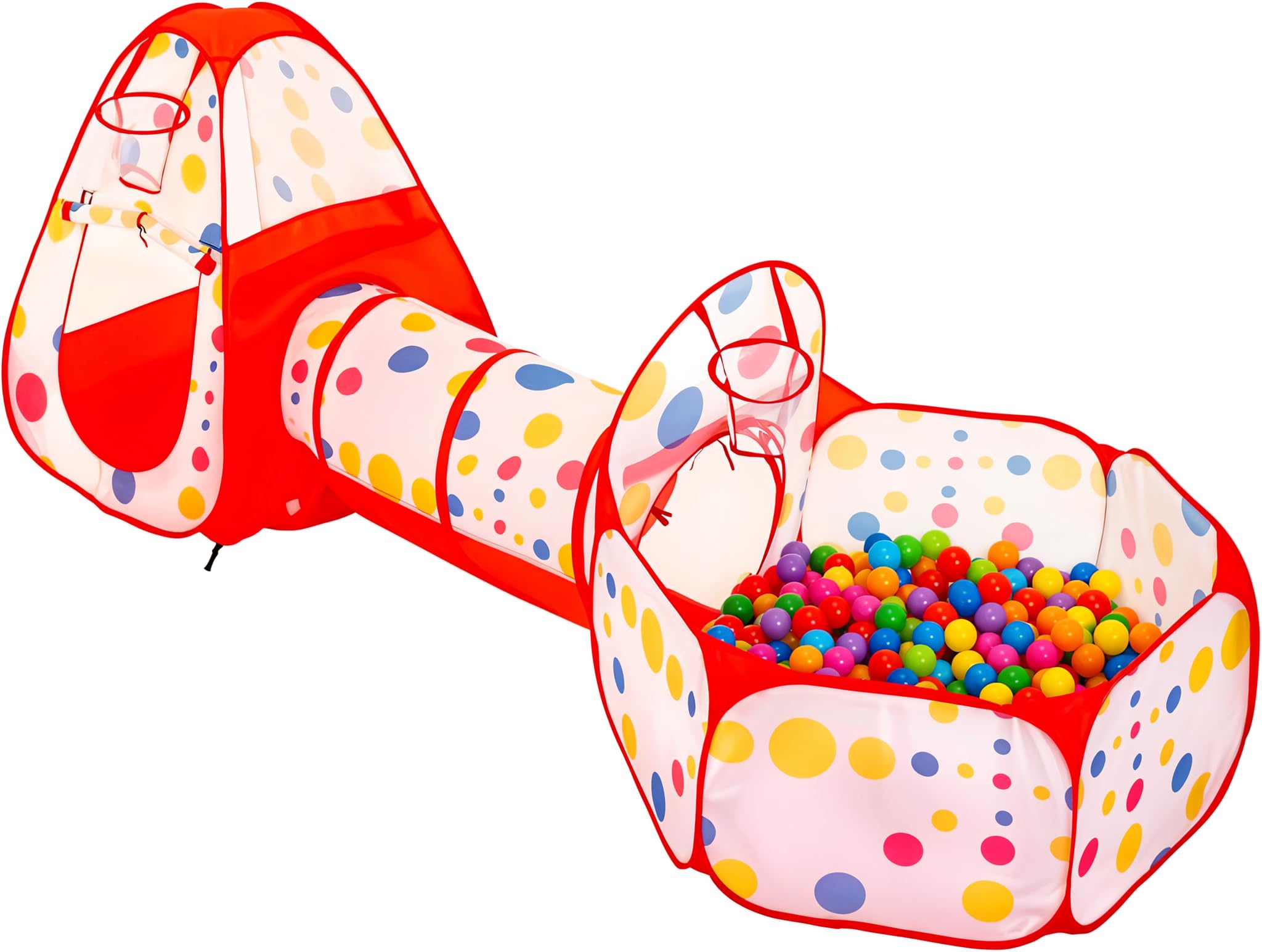 NUBUNI 3-Part Children's Play Tent, Red 2