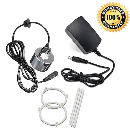 Ultraschall-Nebelmaschine Shineus DC 24V Fogger Luftbefeuchter Wasserfontäne Teich mit Netzteil Silber