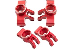 UURCSKY Aluminum Front Steering Block Knuckles & C-Hubs Caster Blocks & Rear Hubs for 1/18 ARRMA Granite Grom 380 Brushed 4X4 Monster Truck Upgrades Parts 4 PCS/Set (Red)