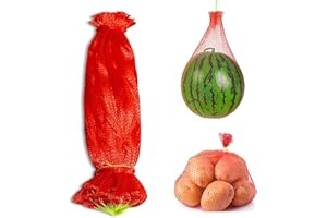 100Pcs Resuable Nylon Mesh Bags,Red Hanging Watermelon Net Bag,13.8"L Thicker Reusable Fruit Net Bag for Hanging Watermelon,H