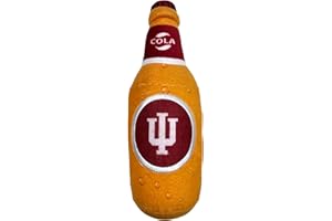 PETS FIRST NCAA Indiana Hoosiers Beer Bottle Plush Dog & CAT Squeak Toy- Cutest Stadium SODA Bottle Snack Plush Toy for Dogs & Cats with Inner Squeaker & Beautiful Football/Basketball Team Name/Logo